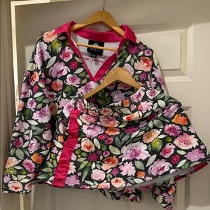 Brianna Cannon mossy floral collared sweatshirt and skirt set